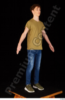  Matthew blue jeans brown t shirt casual dressed green sneakers standing whole body 0016.jpg